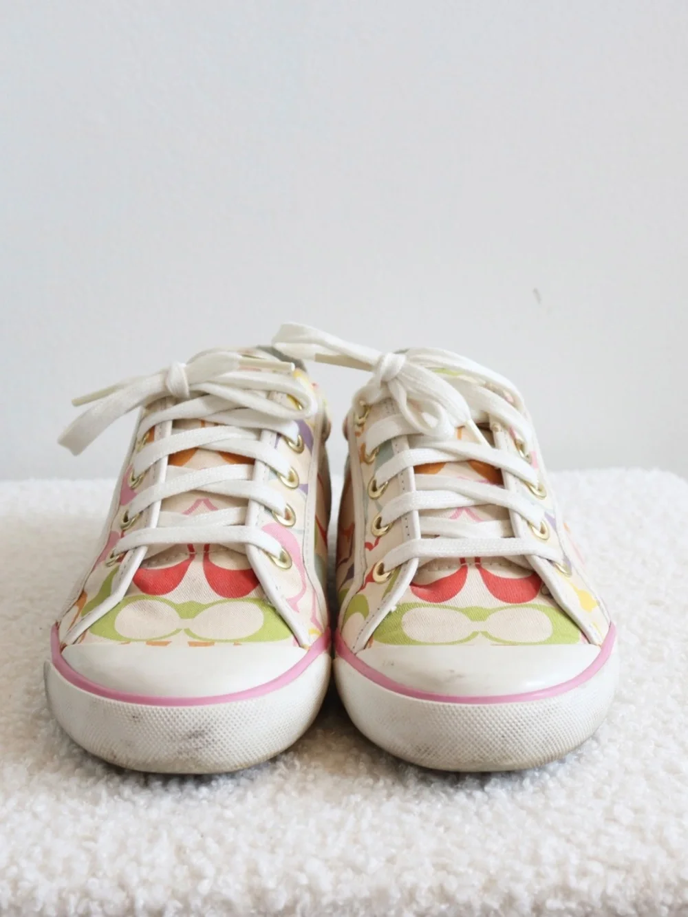 Vintage Y2K Coach Barret Sneakers White Colourful Print Size 7.5
